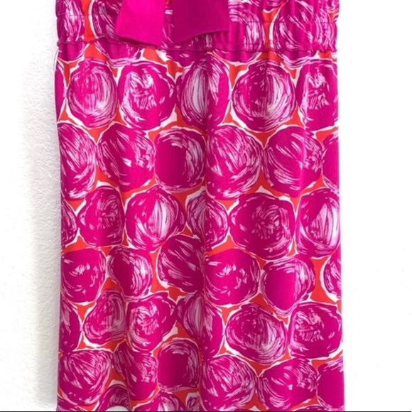 Adorable & Versatile Magenta Pink 🌸Floral Strapless Neck Tie Tory Burch Dress - Picture 6 of 15
